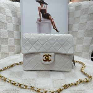 Chanel White Quilted Leather Bag